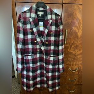 Michael Kors plaid coat size 14 new with tags